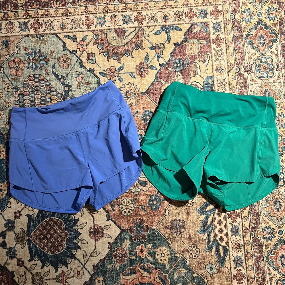 adidas Women's Athletic Shorts in Blue and Green